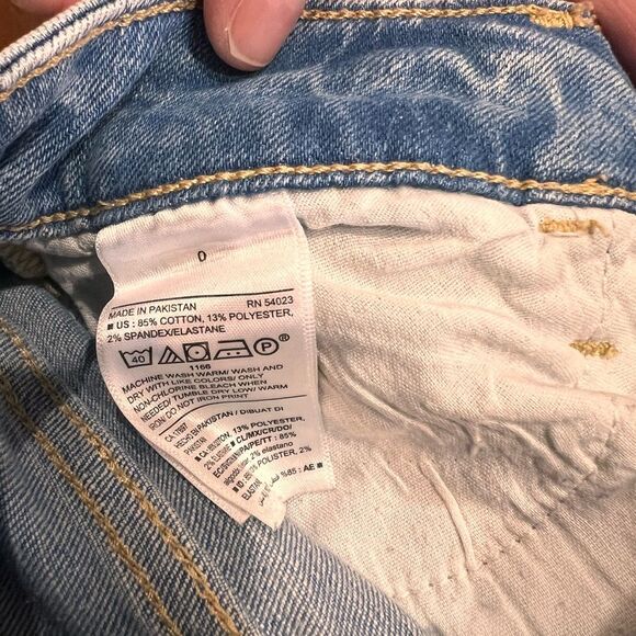 Old Navy Mid Rise Light Wash Distressed Patch Knee Super Skinny Jeans Women 0 - Picture 5 of 8